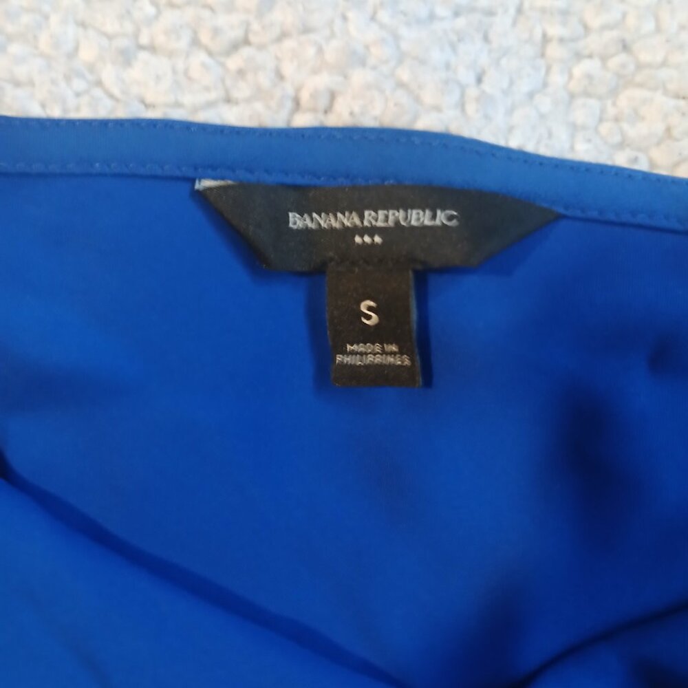 Banana Republic Factory Women's Cowl Neck Cap Sleeve Blouse Blue GUC - Picture 4 of 7